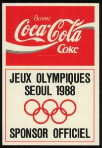 Coca Cola STICKER Olympics Seoul 1988 Official Sponsor Promo STICKER FRANCE - Picture 1 of 1