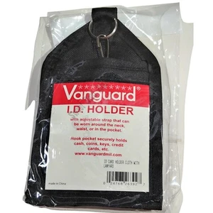 Vanguard Identification Tag Card Holder, Cloth, With Lanyard, Black, 7"H x 4"W - Picture 1 of 3