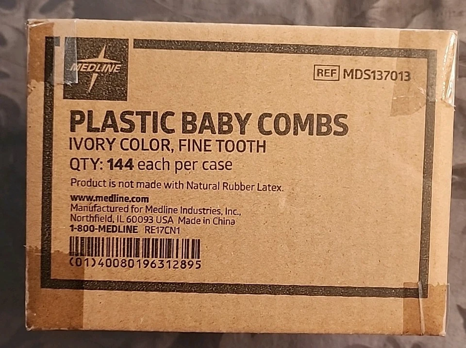 Medline MDS137013 Peine Plástico Libre de Látex para Pelo de Bebé, 6", Marfil (Pack de 144) Foto 1 de 3