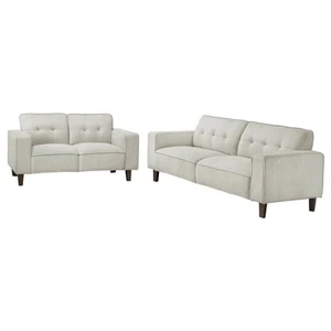 Coaster Deerhurst 2-piece Fabric Upholstered Track Arm Sofa Set Beige - Picture 1 of 15