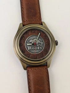 Vtg UNTESTED NOS Roots Canada Watch Leather Strap Band Metal MONT TREMBLANT - Picture 1 of 7