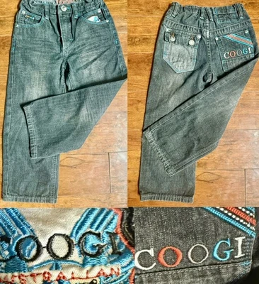 JEANS VINTAGE Y2K COOGI AUSTRALIA MENINOS BOLSO BORDADO PRETO LAVAGEM TAMANHO 4 - Imagem 1 de 4