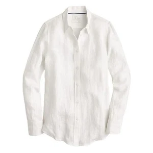 Camisa J.CREW Slim Perfect Baird Monut Lino Irlandés Blanca 14 Botones Para Mujer’s  - Imagen 1 de 7