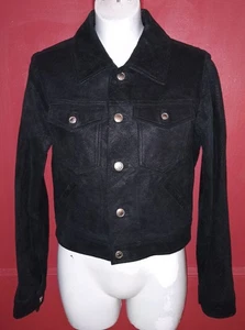 Chaqueta corta Isaac Mizrahi vintage años 80 90 cuero gamuza negra hecha en EE. UU.  - Imagen 1 de 4