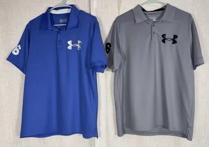 Polo da golf Under Armour uomo HeatGear taglia Grande blu grigio LOTTO 96 logo grande - Foto 1 di 12