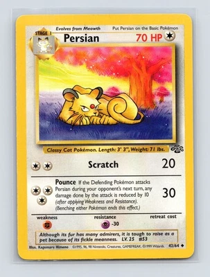 Pokémon TCG Persian 42/64 Jungle Unlimited MP - Image 1 of 2