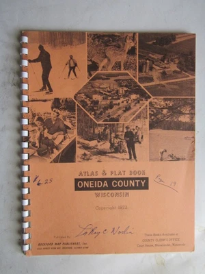 1972    Atlas and Plat Book Oneida County Wisconsin Rockford Map Publishers - Image 1 of 4