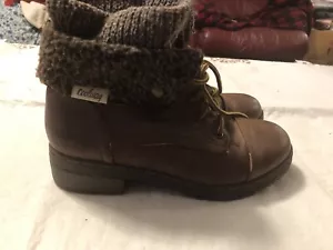 Botas al tobillo para mujer Coolway Bring/Betta de cuero marrón tejido suéter talla 6,5 - Imagen 1 de 11