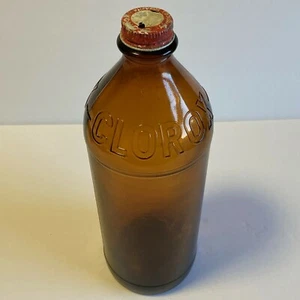 Vintage CLOROX 16oz. Brown Glass Bottle w/Cap - Picture 1 of 12