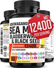 Sea Moss 6000Mg Black Seed 2000Mg Bladderwrack 1000Mg Supplement With Ashwagandh
