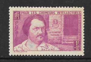 France 1940 1fr+10c BALZAC Unemployed Intellectuals Fund vf MINT MNH SG 667c - Picture 1 of 1