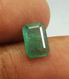 1.25 Ct Natural Emerald Cut Fine Green Emerald From Zambia Mine Untreated Gems - Picture 1 of 9