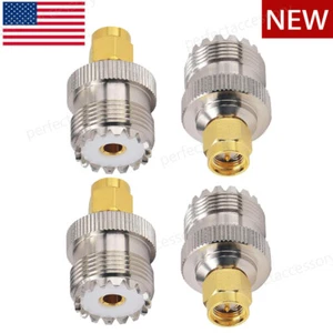 4Pcs SMA Male Plug to UHF PL259 SO239 Female RF Coaxial Adapter Connectors New - Picture 1 of 7