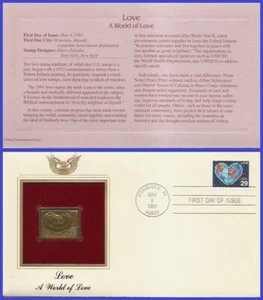 USA2 #2535 U/A GOLDEN REPLICA FDC Love World Heart - Picture 1 of 1