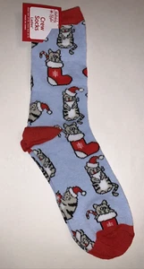 Women's NEW Christmas Cats Crew Socks - 9-11 - Picture 1 of 4