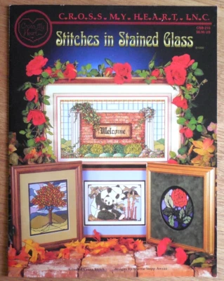 NEW  1999 Cross My Heart Cross Stitch Chart Booklet "Stitches in Stained Glass" - Image 1 of 3