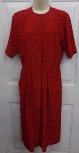 Vintage Liz Claiborne Red & Black Short Sleeve 100% Polyester Dress Sz S Petite - Picture 1 of 4