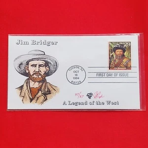 First Day of Issue Stamp Cache Envelope and Enclosure Jim Bridger Western Legend - Picture 1 of 7