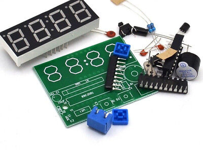 Electronic Clock C51 DIY Kit  4 LED RED All Components & Alarm Buzzer UK SELLER • 5.65£