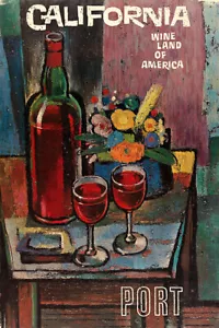 Art mural original vintage California Port Wine Of America - AFFICHE 20x30 - Photo 1 sur 4