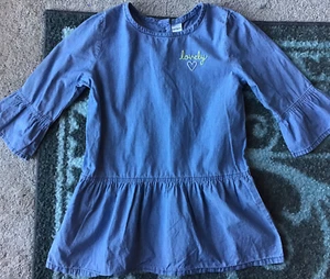 Carter's Girl's Size 7 Chambray Shirt 3/4 Blue with 3/4 Sleeves - Picture 1 of 9