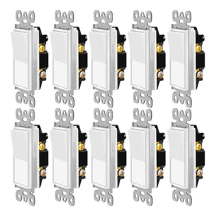 Interruptor de luz de un solo polo de 15 amperios, interruptor de paleta de encendido/apagado blanco de grado residencial x10 - Imagen 1 de 12