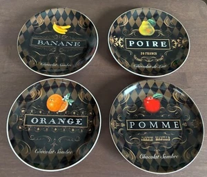 Oneida French Chocolate Stoneware Set Of 4 Fruits Dessert Plates 8 1/4" NICE! - Picture 1 of 1