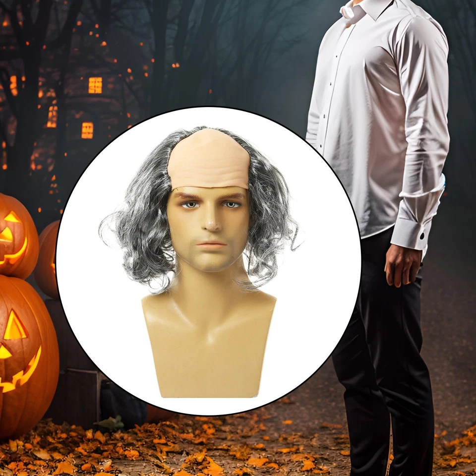 Peluca Calva Cabeza Circunferencia 58~60cm Suave y Cómoda Disfraz Fiesta Peluca para Foto 1 de 1