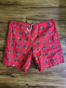 Vintage Kansas University Jayhawks Shorts, Adult Small, Red And Blue, Drawstring - Picture 1 of 6