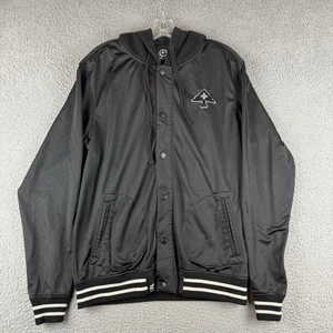 Lifted Research Group Men's Large LRG Hooded Button Up Jacket Black - Picture 1 of 8