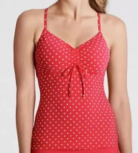 Lands End 2 Pezzi Nuoto NUOVO Tankini Top/Gonna Rosa Pois Donna 14 Spiaggia - Foto 1 di 16