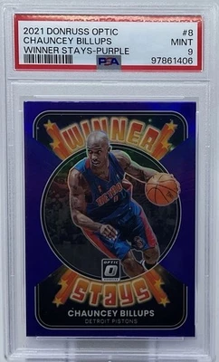 Chauncey Billups PSA 9 - 2021 Donruss Optic ‘Winner Stays’ Purple Prizm- Pistons - Image 1 of 4