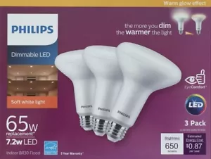 Philips 65W LED BR30 2700K 3PK - Picture 1 of 7