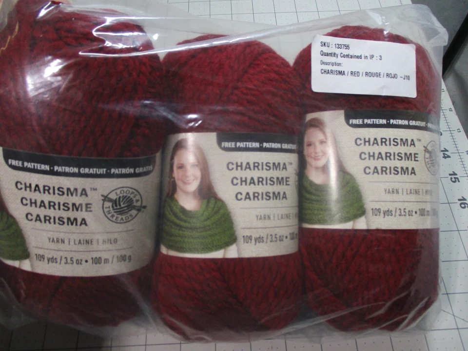 Loops & Thread Charisma 5 Bulky Acrylic Yarn 1 Skein Red J10