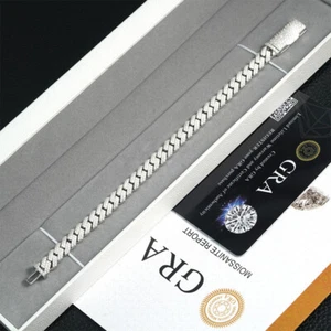 8mm MOISSANITE Miami Cuban Link Chain Iced Hip Hop Men Women 925 Sterling Silver - Picture 1 of 11