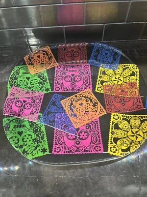 Day of The Dead Sugar Skull Melamine 11” x 11” Plastic Plate Dia De Los Muertos - Image 1 of 4