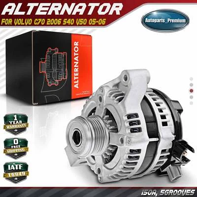 Alternador para Volvo C70 2006 S40 V50 05-06 150 A/12 V CW polea embrague 5 ranuras Foto 1 de 4
