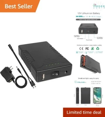 Rechargeable Lithium Battery Pack 12V 6000mAh 5V 12000mAh for LED CCTV Modem - Image 1 of 4