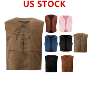 Kids Boys Suede Fringed Waistcoat Open Front Cardigan Top Western Cowboy Vest - Picture 1 of 62