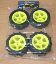 Carson 500900155/C900155 2WD Paddle Tires 4 Pcs. (Neon Yellow), Tamiya DT02/DT03