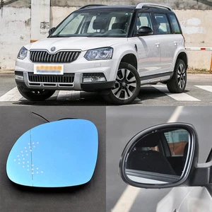 Rearview Mirror Blue Glasses LED Turn Signal with Power Heating For Skoda Yeti - Bild 1 von 8