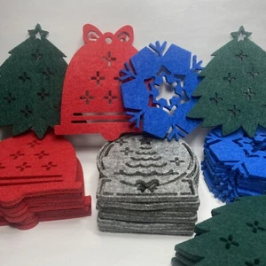 Formas de fieltro de Navidad artesanías o posavasos campana de árbol copo de nieve globo de nieve 20 cada uno - Imagen 1 de 18