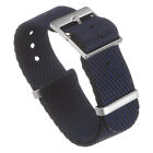 One-piece Watch Band 18mm Width Slip-Thru Nylon Watch Strap for Men, Black Blue