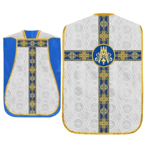Catholic Roman Chasuble/Fiddleback Vestment with Marian Motif & Design Orphrey - Picture 1 of 3