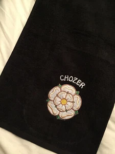 Personalised Embroidered Yorkshire Rose Cotton Bath Towel Fathers Day Gift - Picture 1 of 1