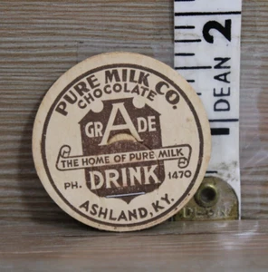Vintage milk bottle cap PURE MILK Co. Chocolate Grade A Drink ph.1470 Ashland KY - Picture 1 of 3