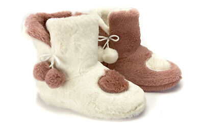 Tiglio 10523 Rosa Bianco Pantofole Donna A Stivaletto Da Camera Invernali • 20.80€