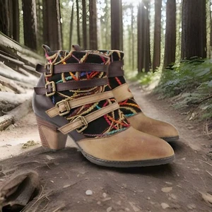 Spring Step L'Artiste Women's Redding Boot Size 37 6.5 US Block Heel Brown Yarns - Picture 1 of 1