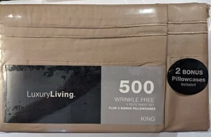 luxury living 500 TC six piece King microfiber sheet set new Taupe - Picture 1 of 2