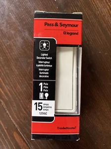 Pass & Seymour Lighted Decorator Switch, TM870-LASLCC10, 1 Pole, Light Almond - Picture 1 of 5